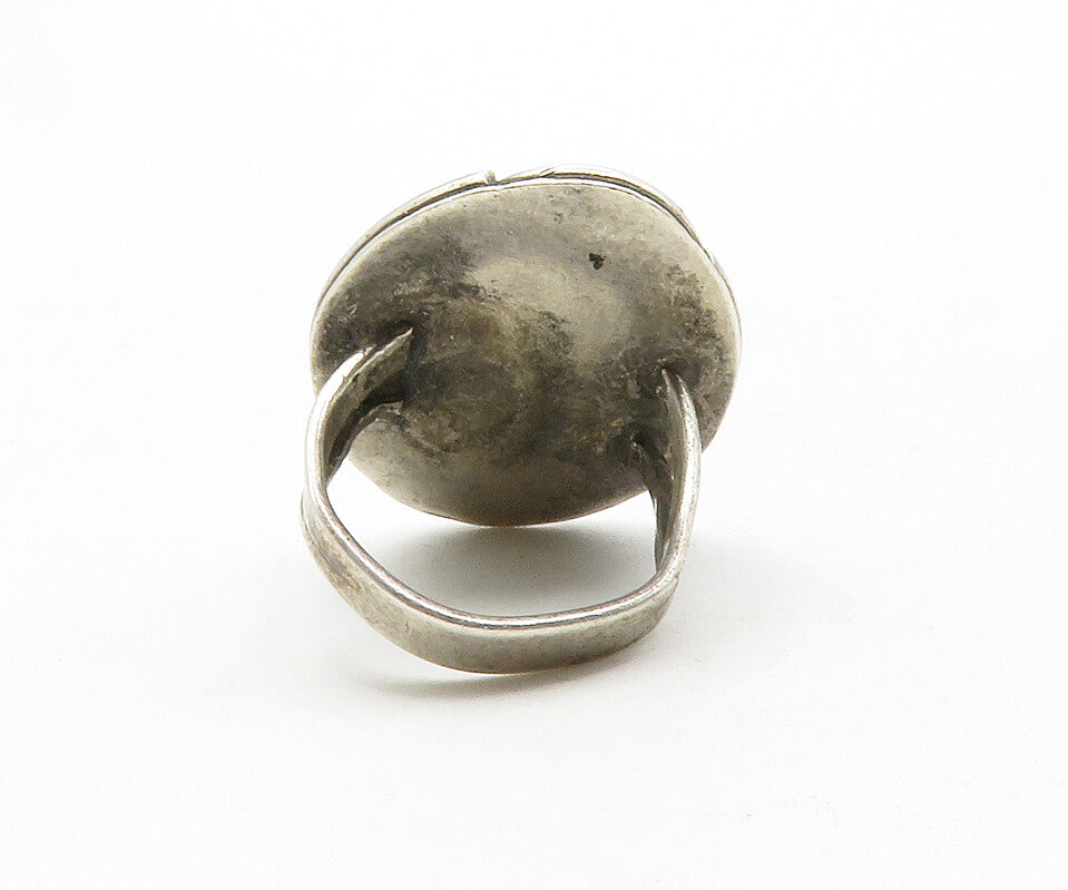 925 Silver  Vintage Turquoise Swirl Twist Cocktail Ring Sz 4.5  RG12791