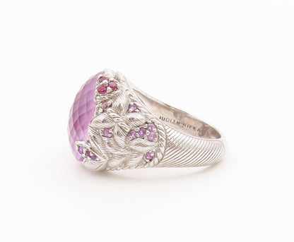 925 Sterling Silver Vintage Ring JUDITH RIPKA Rose Quartz Band  Sz 8  RG36428
