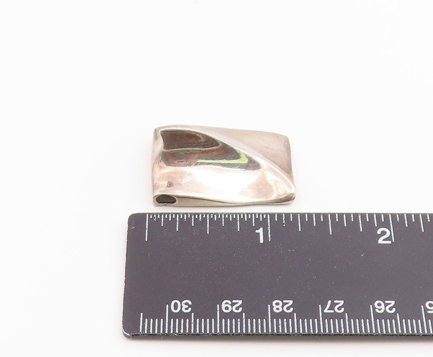 925 Sterling Silver Vintage Pendant Modernist Abstract Wave Slide Charm  PT26504