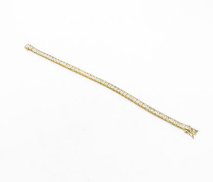 925 Sterling Silver  Cubic Zirconia Shiny Gold Plated Tennis Bracelet  BT1722