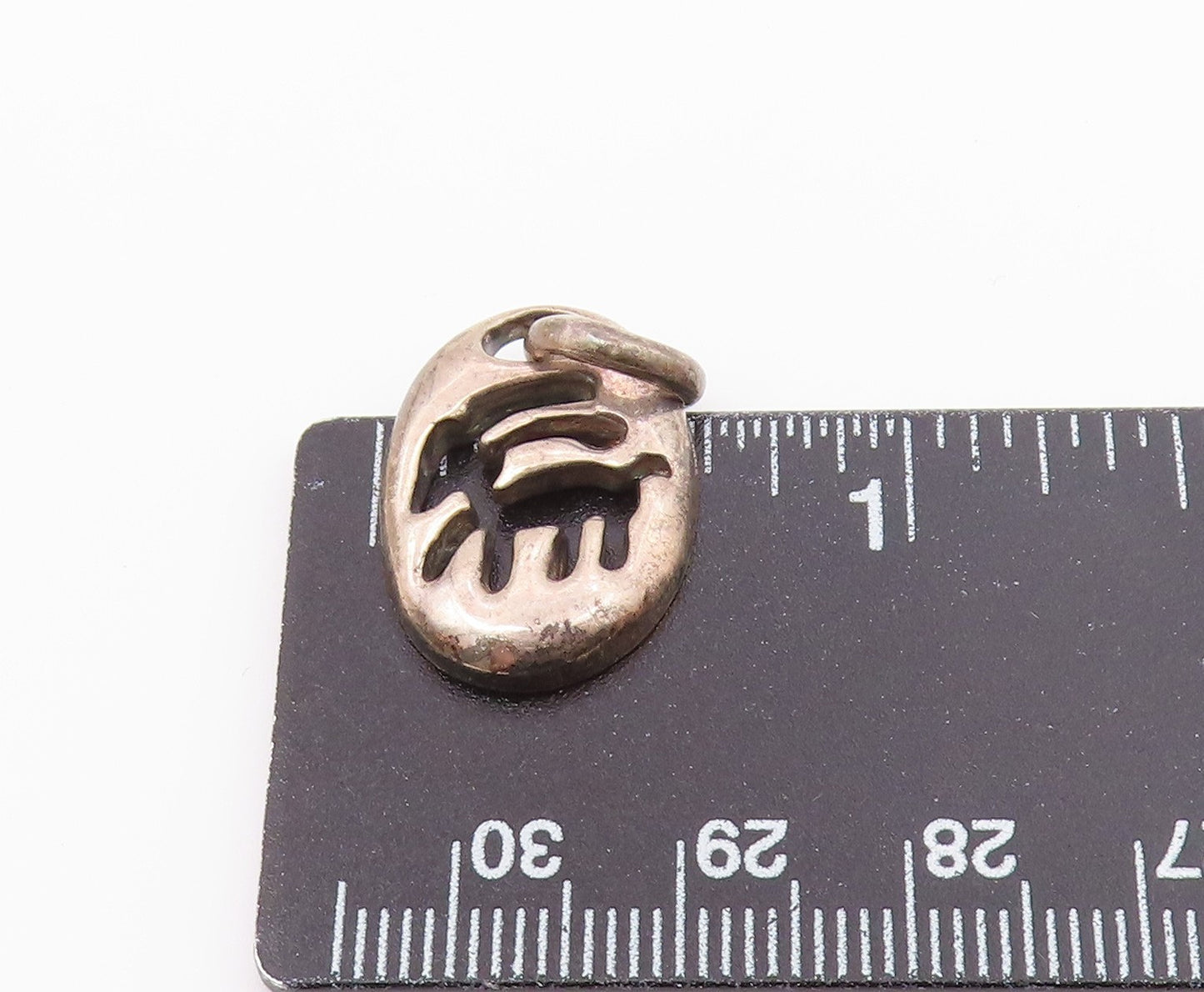 925 Sterling Silver   Vintage Open Deer Motif Cutout Drop Pendant  PT20535