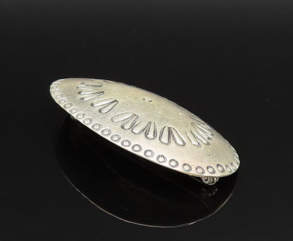SOUTHWESTERN 925 Sterling Silver Vintage Engraved Floral Oval Brooch Pin BP9822