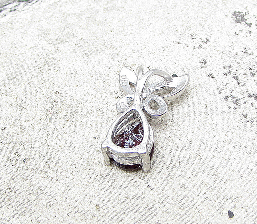 925 Silver  Red Garnet & Genuine Diamond Butterfly Slider Pendant  PT1243
