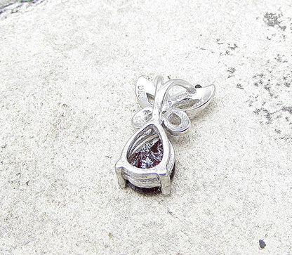 925 Silver  Red Garnet & Genuine Diamond Butterfly Slider Pendant  PT1243