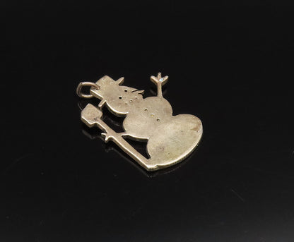 925 Sterling Silver  Vintage Minimalist Frosty Snowman Drop Pendant  PT21744
