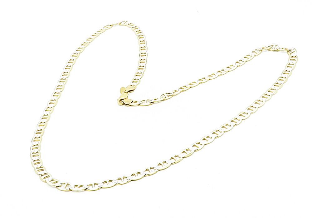925 Sterling Silver  Diamond Cut Two Tone Anchor Link Chain Necklace  NE1661