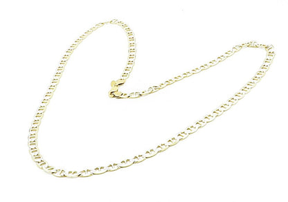 925 Sterling Silver  Diamond Cut Two Tone Anchor Link Chain Necklace  NE1661