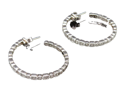 925 Silver  Vintage Genuine Diamonds Square & Round Pattern Earrings  EG12180