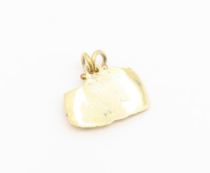 925 Sterling Silver Vintage Pendant Gold Plated Brutalist Carved Figure  PT26500