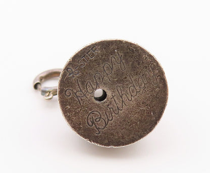 925 Sterling Silver  Vintage Petite Dark Tone Birthday Cake Pendant  PT17512