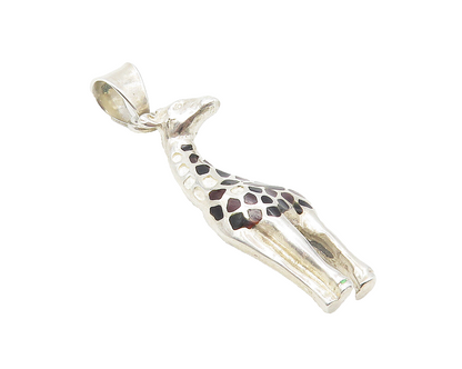 MEXICO 925 Sterling Silver  Vintage Black Onyx Spotted Giraffe Pendant  PT8103