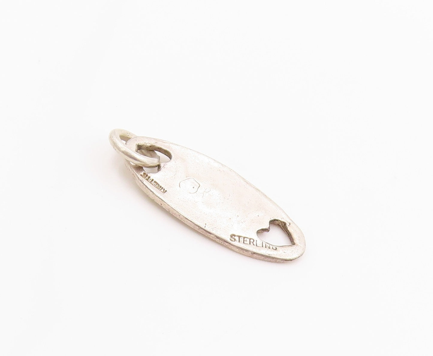 925 Sterling Silver Vintage Pendant Engraved Mom Dual Love Heart Cut Out PT24875