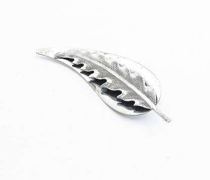 BEAU 925 Sterling Silver  Vintage Shiny Single Feather Brooch Pin  BP1848