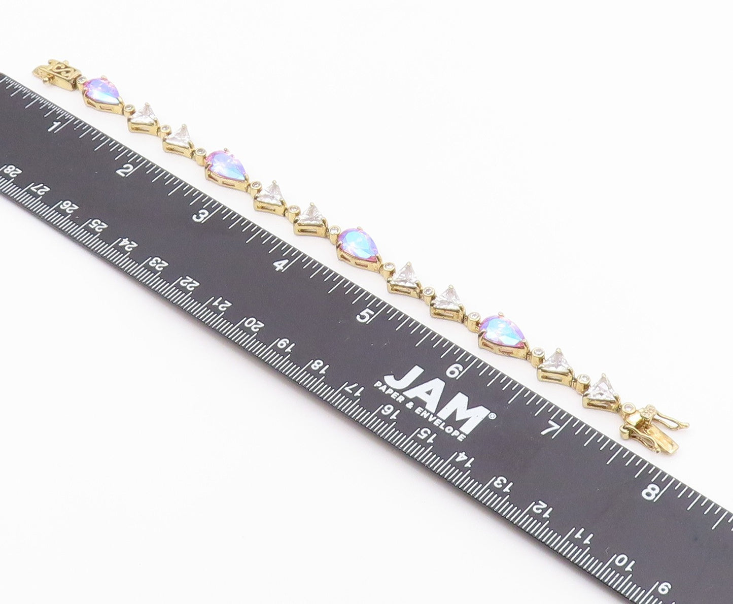 925 Sterling Silver  Vintage Fancy Mystic & White Topaz Tennis Bracelet BT9712