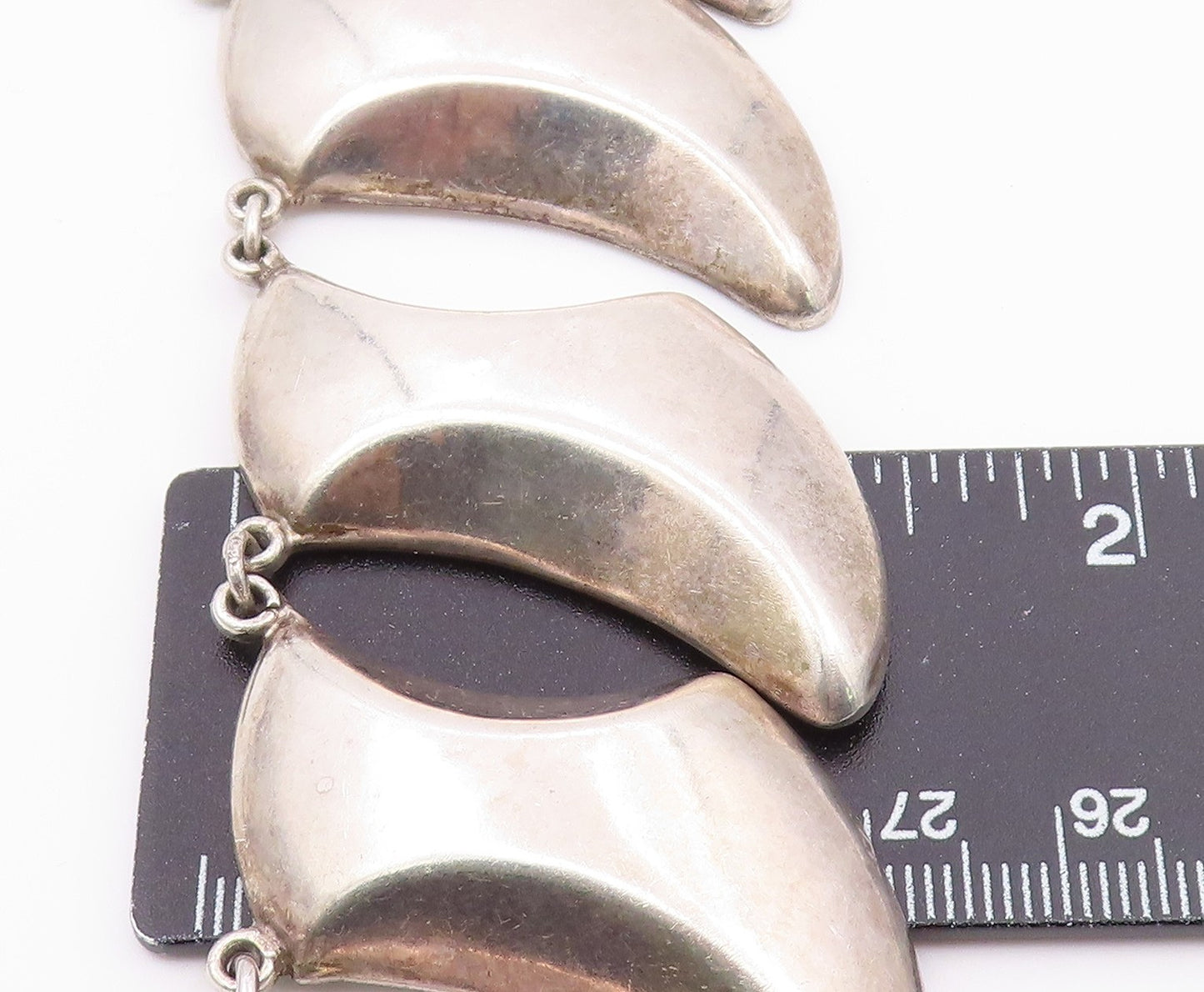 MEXICO 925 Silver  Vintage Heavy Curved Abstract Statement Necklace  NE4021