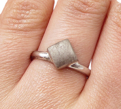 925 Sterling Silver  Vintage Slanted Square Band Ring Sz 8  RG2998
