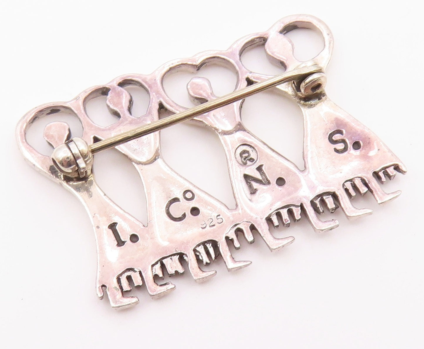 925 Sterling Silver  Vintage Shiny Women In Dresses Brooch Pin  BP9095