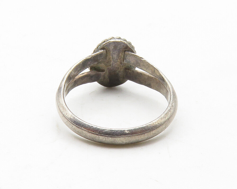925 Sterling Silver  Vintage Dark Tone Petite Twist Band Ring Sz 5  RG13772
