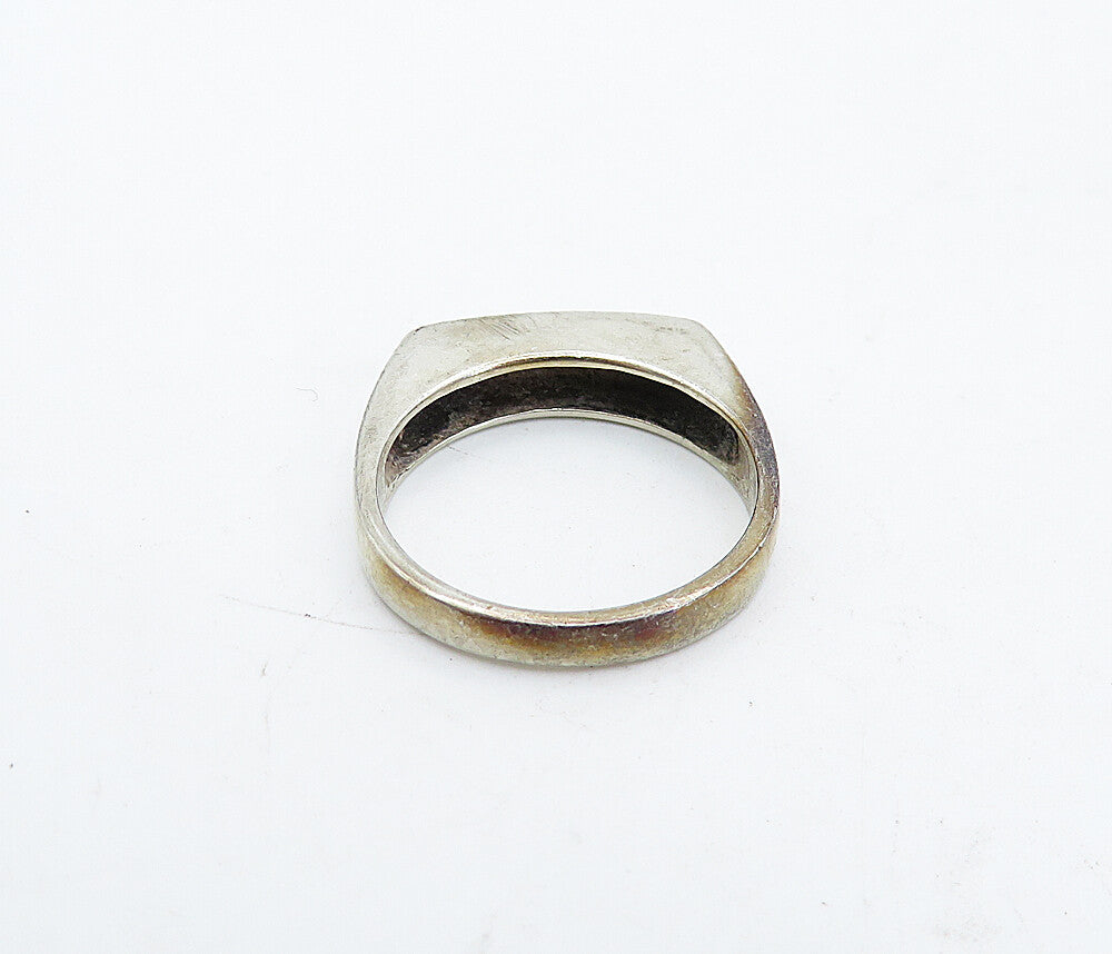925 Sterling Silver Vintage Faith Stamped Square Dome Band Ring Sz 6 RG4473