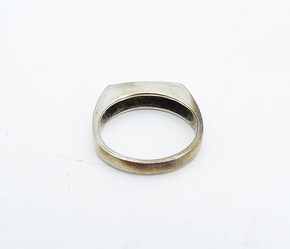 925 Sterling Silver Vintage Faith Stamped Square Dome Band Ring Sz 6 RG4473