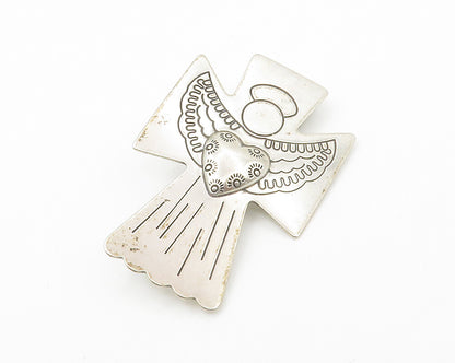 CAROLYN POLLACK RELIOS 925 Silver  Vintage Love Heart Angel Brooch Pin  BP5417