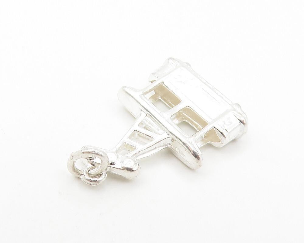 925 Sterling Silver  Vintage Shiny Sky Cable Lift Motif Petite Pendant  PT9098
