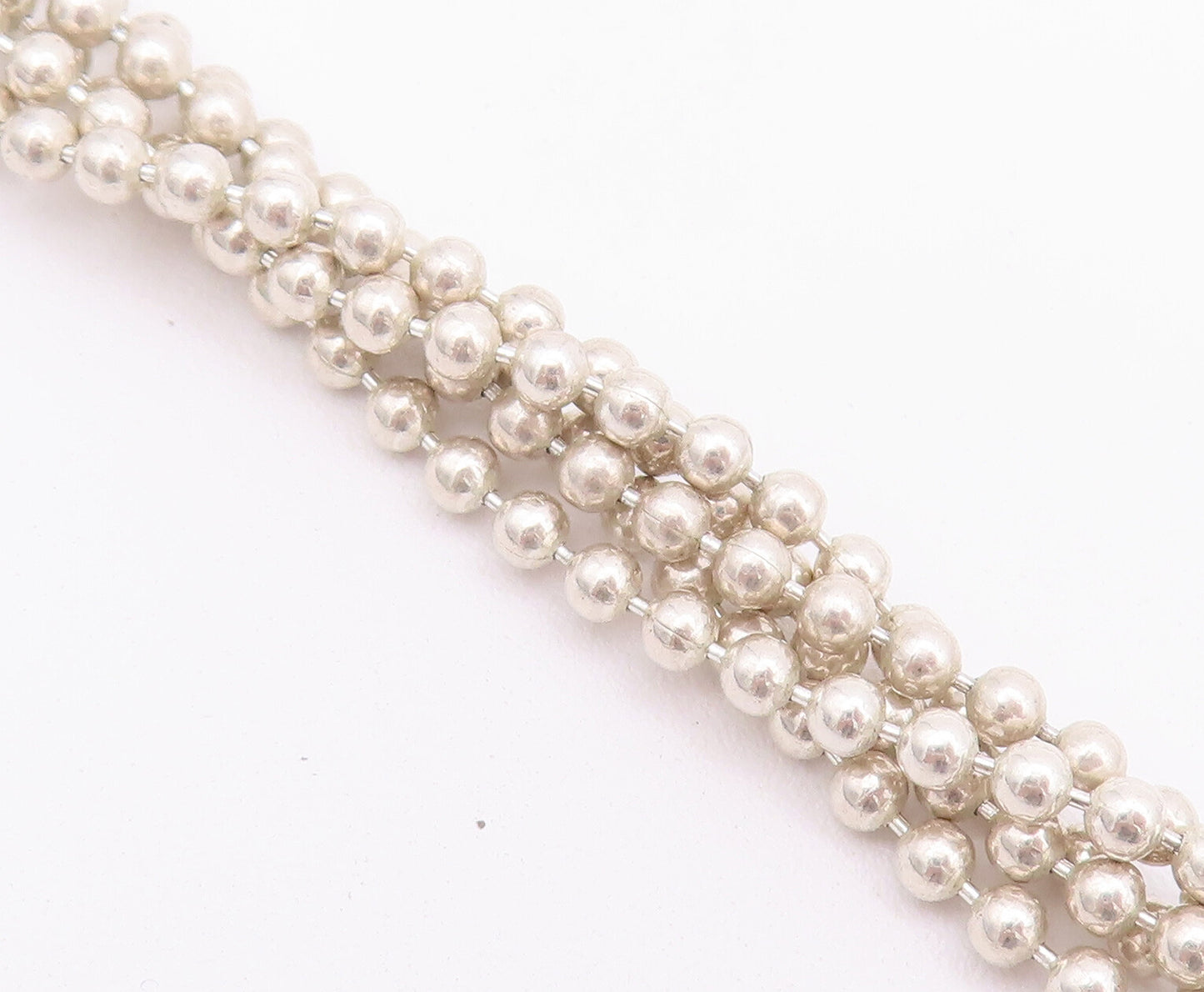 925 Sterling Silver Vintage Necklace ESPO SIG Beaded Chain Pink Gemstone  NE4235