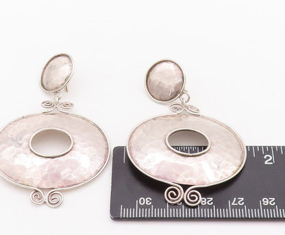 925 Sterling Silver Vintage Earrings Swirled Bordered Dangling Donut  EG13148