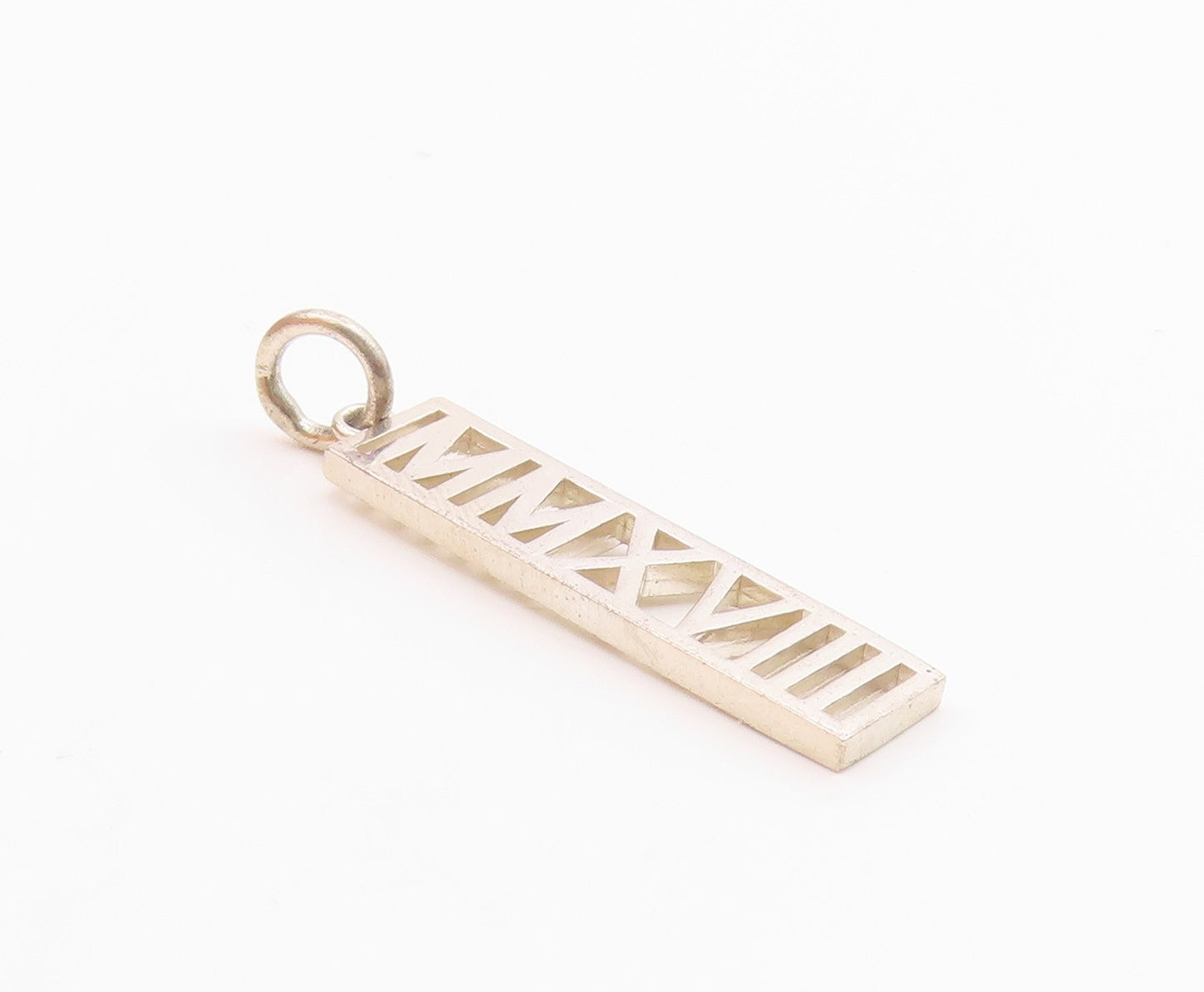925 Sterling Silver Vintage Carved Roman Numbers 2018 Linear Pendant  PT21291