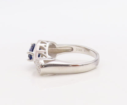 925 Sterling Silver Vintage Ring Designer Sapphire & CZ Infinity  Sz 7  RG30557