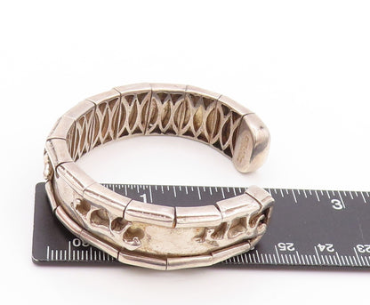 925 Sterling Silver Vintage Bracelet SHEILA Solid Walking Tigers Cuff  BT11193
