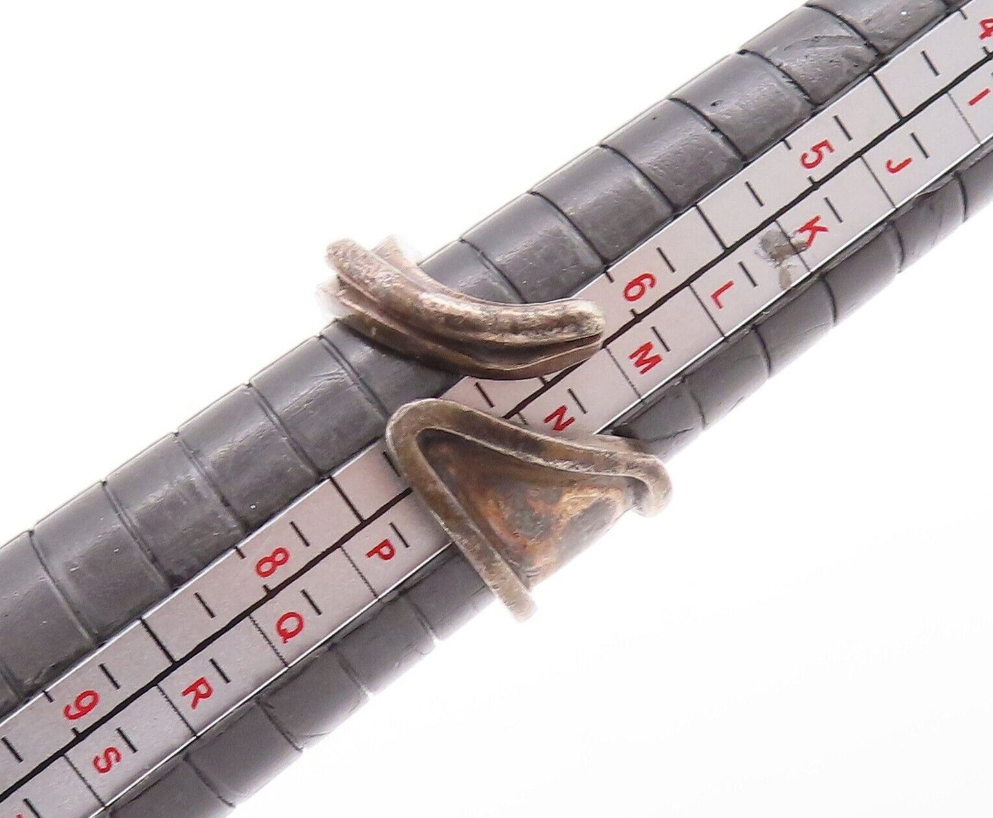 925 Sterling Silver Vintage Ring Designer Solid Carved Bypass  Sz 6.5  RG28644