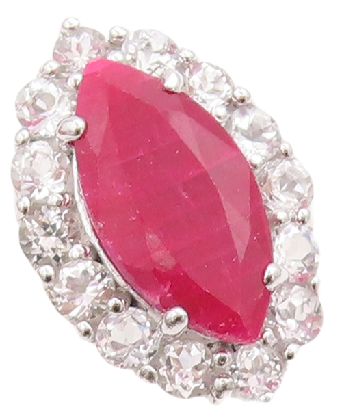 925 Sterling Silver Vintage Ring Marquise Cut Gemstone Halo CZ  Sz 7  RG30976