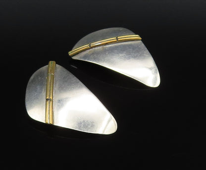 925 Silver  Vintage Two Tone Triangle Abstract Clip Back Earrings  EG12163