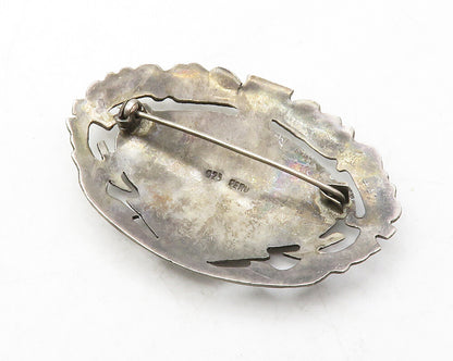 PERU 925 Sterling Silver  Vintage Oxidized Traditional Brooch Pin  BP5071