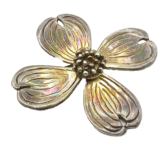 925 Sterling Silver  Vintage Dark Tone Single Flower Motif Brooch Pin  BP6395