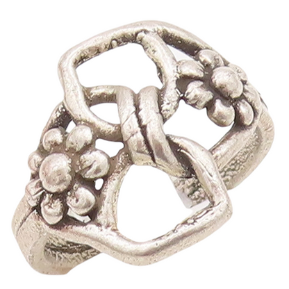 925 Sterling Silver Vintage Ring Solid Cutout Floral Design   Sz 6.5  RG29098