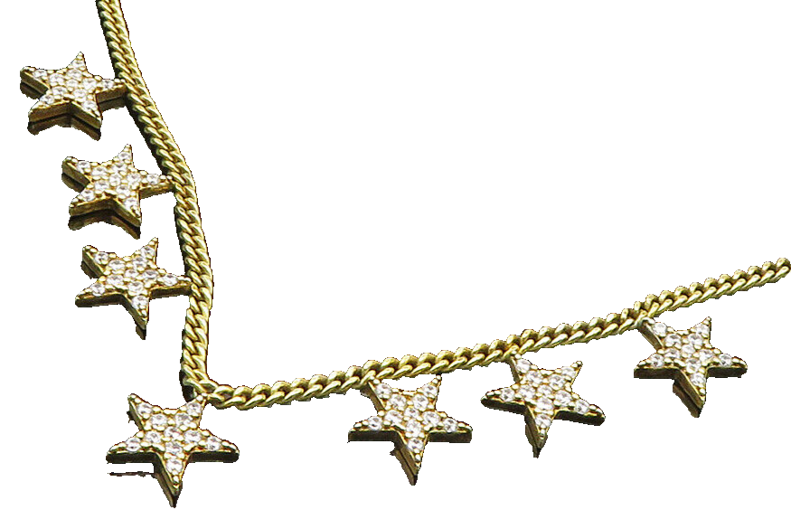 925 Sterling Silver  Vintage Topaz Stars Gold Plated Chain Necklace  NE3525