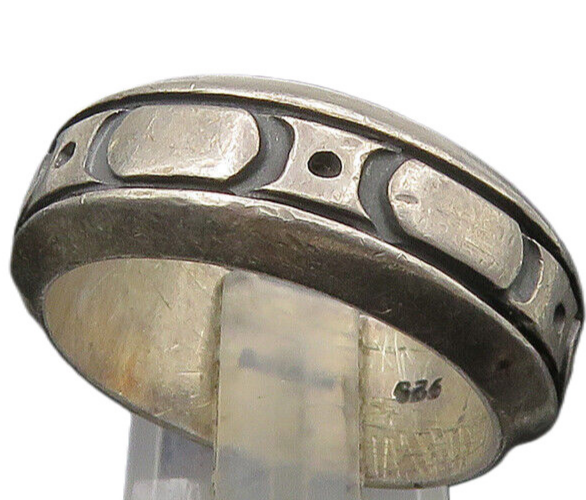 MEXICO 925 Sterling Silver  Vintage Oxidized Pattern Band Ring Sz 10  RG22969