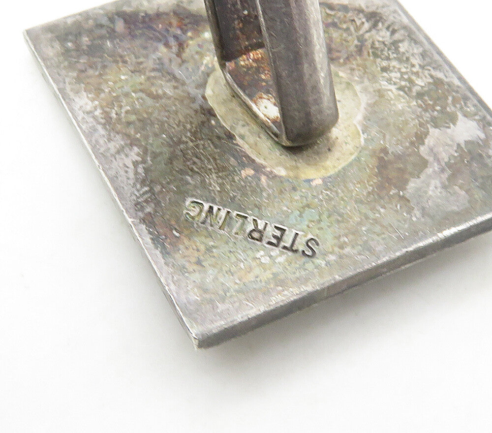 925 Sterling Silver  Vintage Handmade Oxidized Square Cuff Links  TR2299