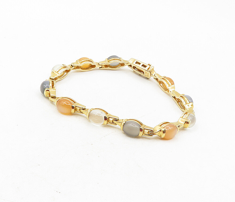 ROSS SIMON 925 Silver  Carnelian & Topaz Gold Plated Chain Bracelet  BT4040