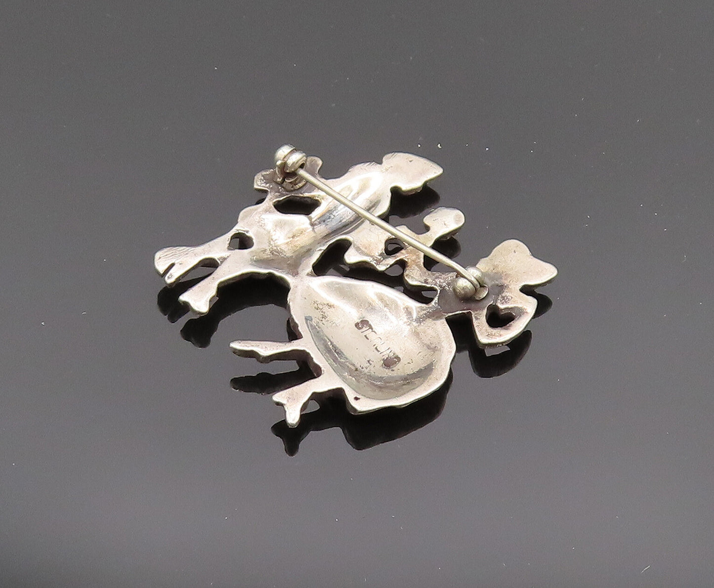 925 Silver  Vintage Antique Man Giving Flower Romantic Brooch Pin  BP10151