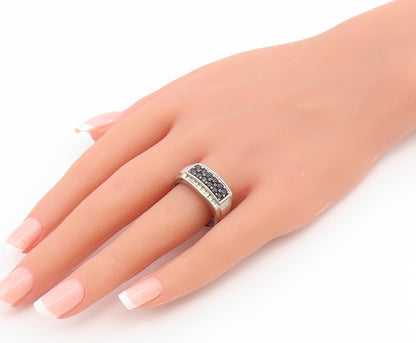 925 Sterling Silver Vintage Ring Sapphire & Topaz Pave Band  Sz 10  RG36893