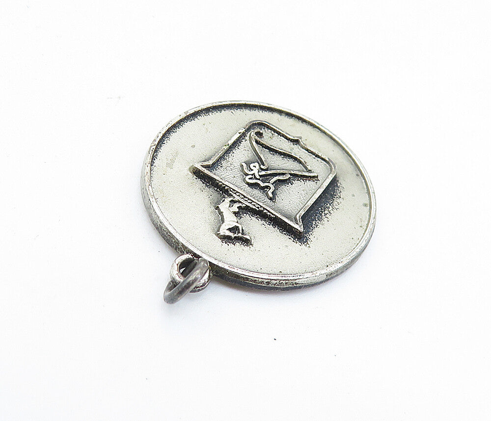925 Sterling Silver  Vintage Dark Tone Embossed Design Round Pendant  PT5274