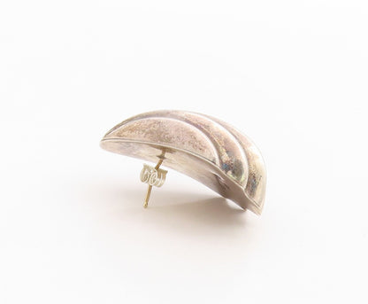 14K Gold 925 Sterling Silver Vintage Earrings BAYANIHAN Puffed Hand Fan EG13229
