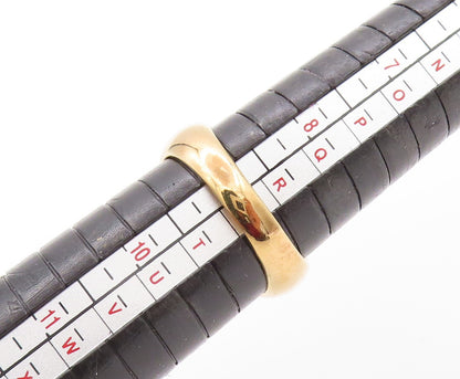 925 Sterling Silver Vintage Ring Gold Plated Domed Grooved Design  Sz 9  RG32817