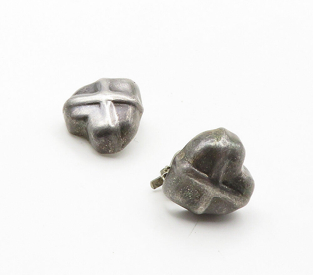 MEXICO 925 Sterling Silver  Vintage Love Heart Non Pierce Earrings  EG8141
