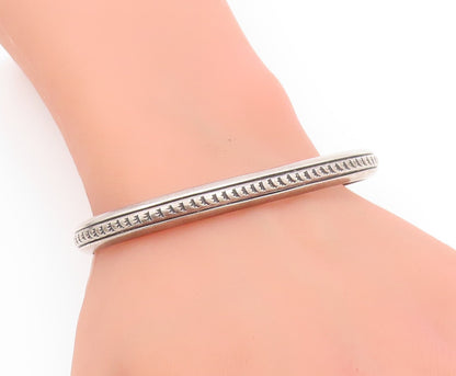 925 Sterling Silver Vintage Bracelet SOUTHWESTERN Dark Tone Etched Cuff BT11170