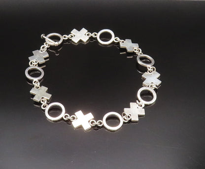 MEXICO 925 Sterling Silver  Vintage Solid XOXO Pattern Chain Necklace  NE4024