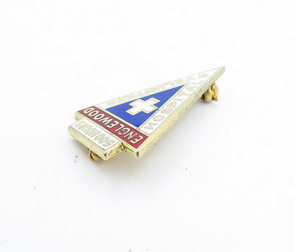925 Sterling Silver  Vintage Englewood Hospital Volunteer Brooch Pin  BP2683